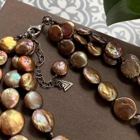 SILPADA silver copper bronze coin pearl necklace - Picture 2 of 5